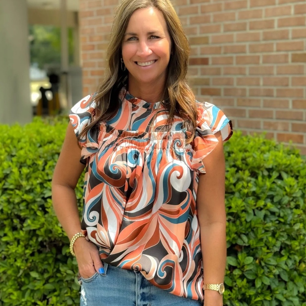 NWT Emily Wonder boho retro ruffle blouse